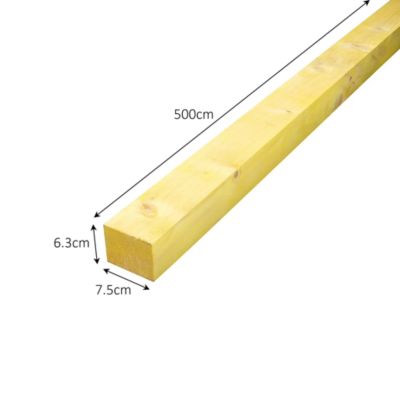 Chevron traité - 75 x 63 mm, L.5 m classe 2