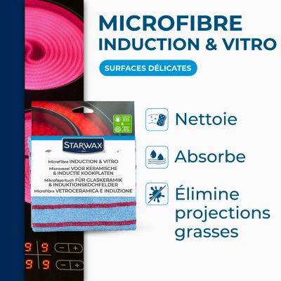 Chiffon microfibre spéciale vitrocéramique et induction