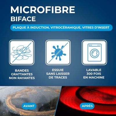 Chiffon microfibre spéciale vitrocéramique et induction