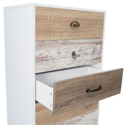 Console 1 Tiroir Bahia Style Scandinave – Meuble D'Entrée Ou Bureau 105 Cm, Design Dépareillé Vintage & Moderne, Blanc & Bois Clair
