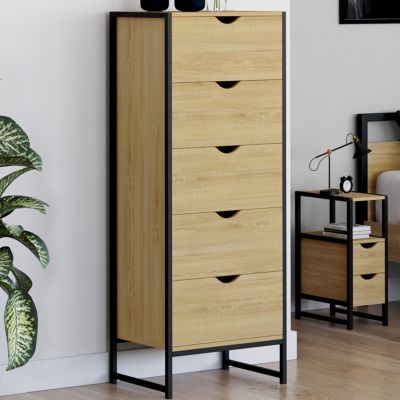 Chiffonnier 5 tiroirs DETROIT 45x30x110 cm commode semainier design industriel
