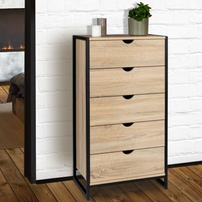 Chiffonnier 5 tiroirs DETROIT 60x30x90 cm commode semainier design industriel