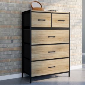 Chiffonnier 5 tiroirs en tissu UTAH 60 cm commode semainier design industriel