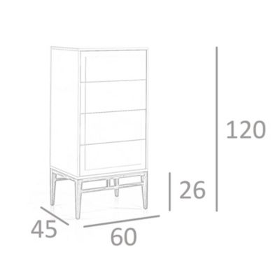 Chiffonnier gris et noyer 7036 - 60x45x120 cm