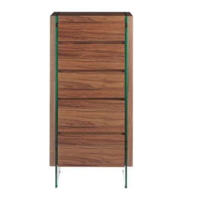 Chiffonnier noyer et verre trempé