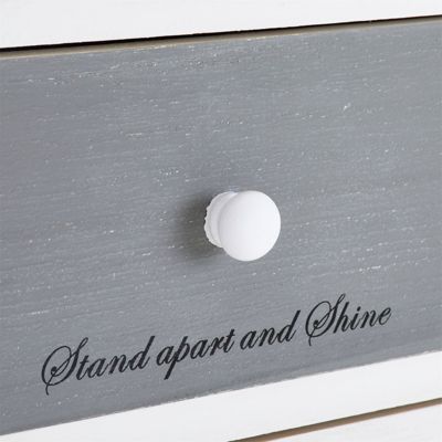 Chiffonnier Flower 70 Cm Blanc Shabby Chic - Bois Massif Avec Tiroir Et 3 Paniers