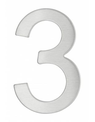 Chiffre 3 adhésif, inox, H.76mm - THIRARD