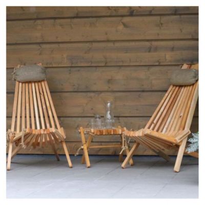 Chilienne en bois EcoChair avec coussin (Lot de 2) Bois d'aulne