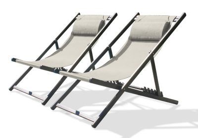 Chilienne pliante Julia aluminium gris anthracite L.93/102 x l.58 cm City Garden (lot de 2)