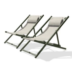 Chilienne pliante Julia aluminium vert kaki L.93/102 x l.58 cm City Garden (lot de 2)