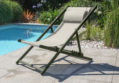 Chilienne pliante Julia aluminium vert kaki L.93/102 x l.58 cm City Garden (lot de 2)