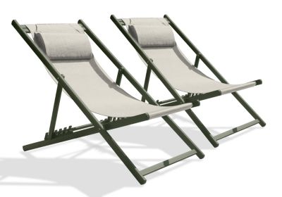 Chilienne pliante Julia aluminium vert kaki L.93/102 x l.58 cm City Garden (lot de 2)