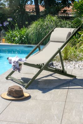 Chilienne pliante Julia aluminium vert kaki L.93/102 x l.58 cm City Garden (lot de 2)