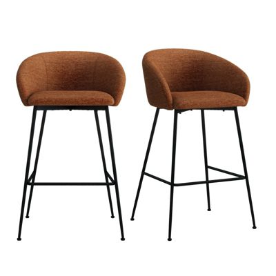 CHLOE-Fauteuil de bar en tissu Luxury Terracotta (x2)