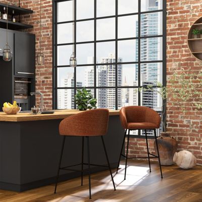 CHLOE-Fauteuil de bar en tissu Luxury Terracotta (x2)