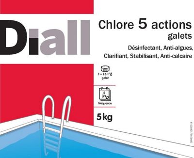 Chlore 5 actions en galets de 200g, 5kg