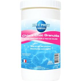 Chlore Choc Granulés Piscine 1KG, Traitement Eau Verte, Trouble, Algues et Les Micro-Organismes