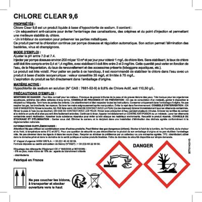 Chlore clear liquide 9,6 20 L