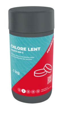 Chlore lent pour piscine galets 200g Aquablue 1kg