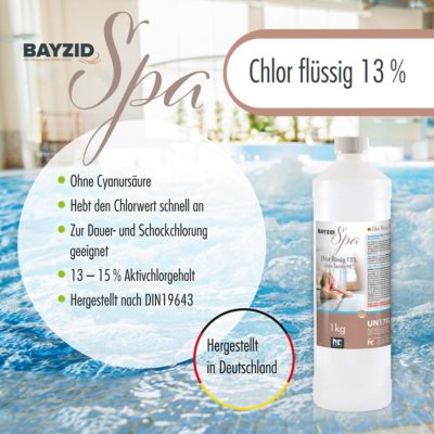 Chlore Liquide Bayzid Spa 1 x 1 Kg, Désinfectant Rapide Et Puissant Pour Spas, Jacuzzis Et Pataugeoires