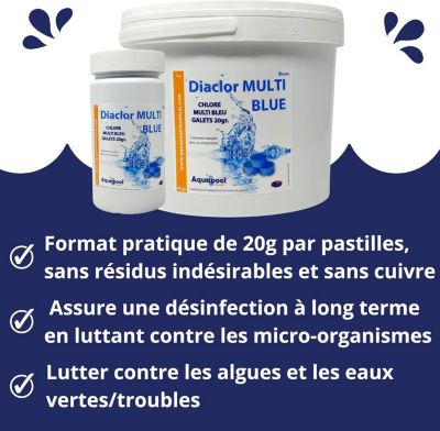 Chlore Multi Blue Pastilles de 20g Multifonctions - Traitement Tout-en ...