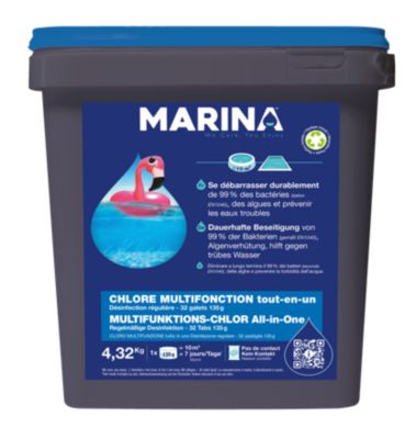 Chlore multifonction en galet de 135g Marina 4,32kg
