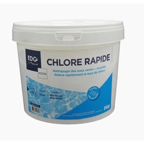 Chlore Rapide (Choc) Piscine - Pastilles 20G - Seau 5kg - Effet Immédiat - Spécial Rattrapage Eaux Vertes - Edg Access