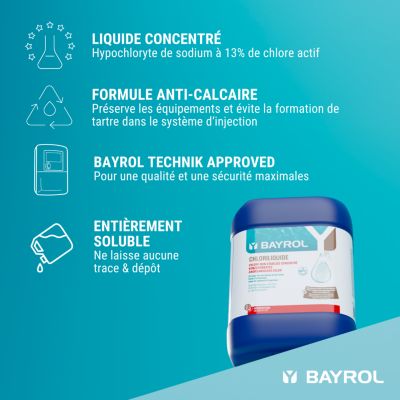 Chloriliquide à base de chlore non-stabilisé pour piscine 20l Bayrol