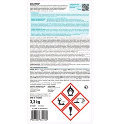 Chloryte chlore choc non stabilisé pour piscine 3,3kg Bayrol