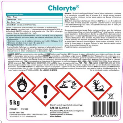Chloryte (granulés d'hypochlorite de calcium) 5 kg