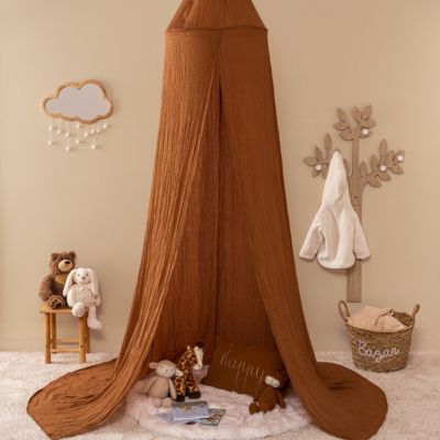 Ciel de lit "Lili" en gaze de coton H 250cm marron - Atmosphera Créateur d'intérieur