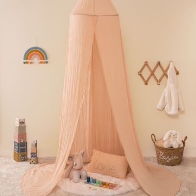Ciel de lit "Lili" en gaze de coton H 250cm rose - Atmosphera Créateur d'intérieur