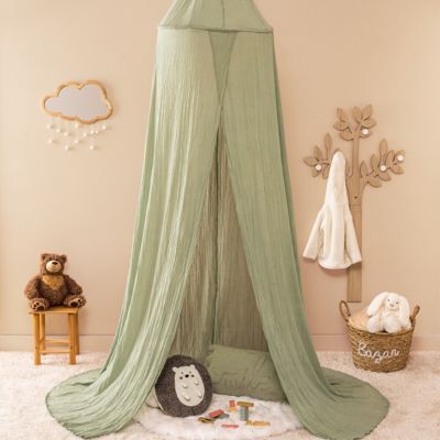 Ciel de lit "Lili" en gaze de coton H 250cm vert - Atmosphera Créateur d'intérieur