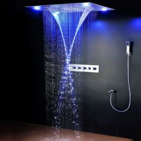 Ciel de pluie composition de douche thermostatique led XL 800x600 mm, Tipazza