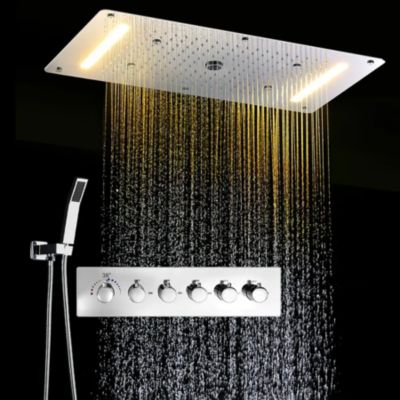 Ciel de pluie thermostatique led chrome 700x380 mm, Topale