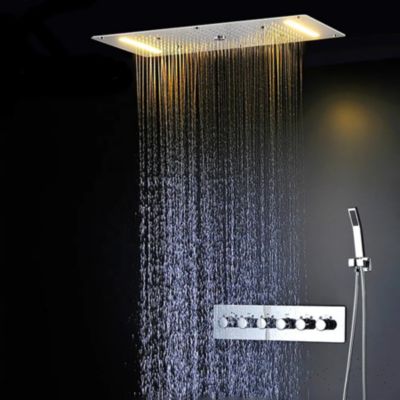 Ciel de pluie thermostatique led chrome 700x380 mm, Topale