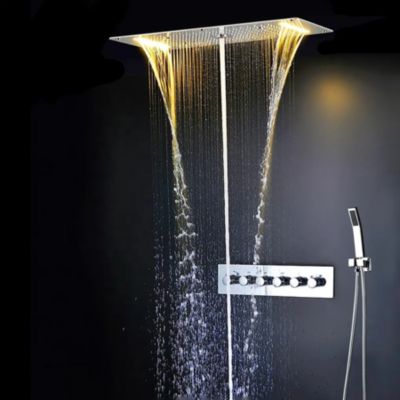 Ciel de pluie thermostatique led chrome 700x380 mm, Topale