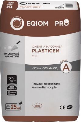 Ciment à maçonner Eqiom Plasticem MC 12,5 CE NF 25kg
