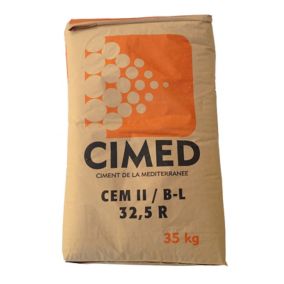 Ciment gris multi-usages Cimed CEMII/B-LL32.5R 35 Kg