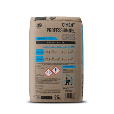 Ciment professionnel portland II/BL 32,5 R CE NF gris sac de 25 KG
