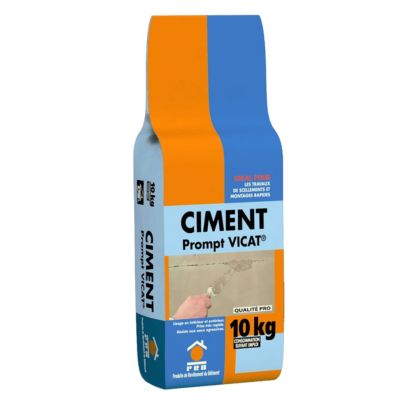 Ciment Prompt Naturel Vicat 10kg - Prise Ultra-Rapide, Haute Résistance Initiale - Idéal pour Réparations Express, Maçonnerie,