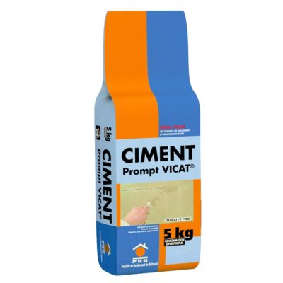 Ciment Prompt Naturel Vicat 5kg - Prise Ultra-Rapide, Haute Résistance Initiale - Idéal pour Réparations Express, Maçonnerie,