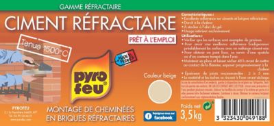Ciment réfractaire - 1250°C - 300 ml : : Bricolage
