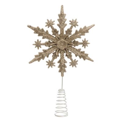 Cimier flocon pailleté doré h22cm - feeric lights & christmas