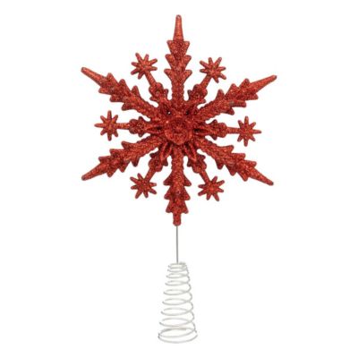 Cimier flocon pailleté rouge h22cm - feeric lights & christmas