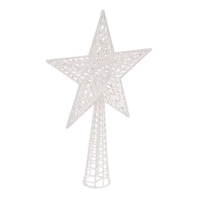 Cimier étoile pailleté h.38cm blanc - feeric lights & christmas