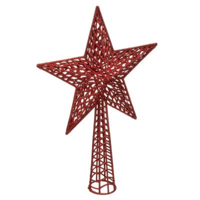 Cimier étoile pailleté h.38cm rouge - feeric lights & christmas