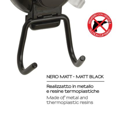 Cintre Avec 2 Crochets En Métal Noir Mat Et Fixation Par Ventouse Menthe