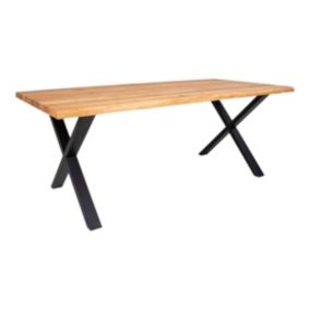 CIOTAT - Table Repas 200cm Plateau Chêne et Pieds Acier