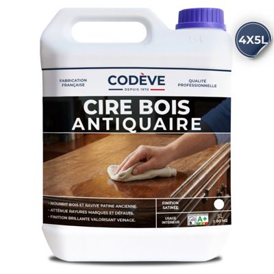 Cire Antiquaire - 20 L   - Codeve Bois - Incolore Pour L'entretien De Toutes Vos Boiseries En Bois Brut, Neuf Ou Ancien.